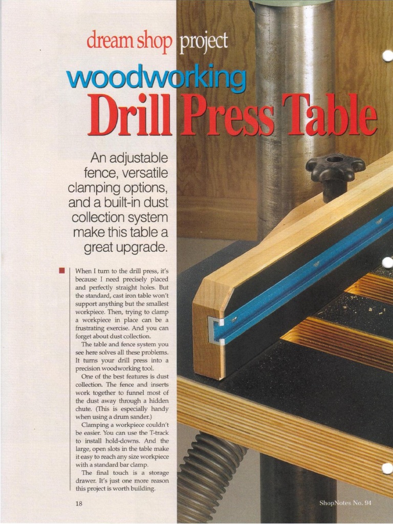 Woodworking Drill Press Table PDF | PDF
