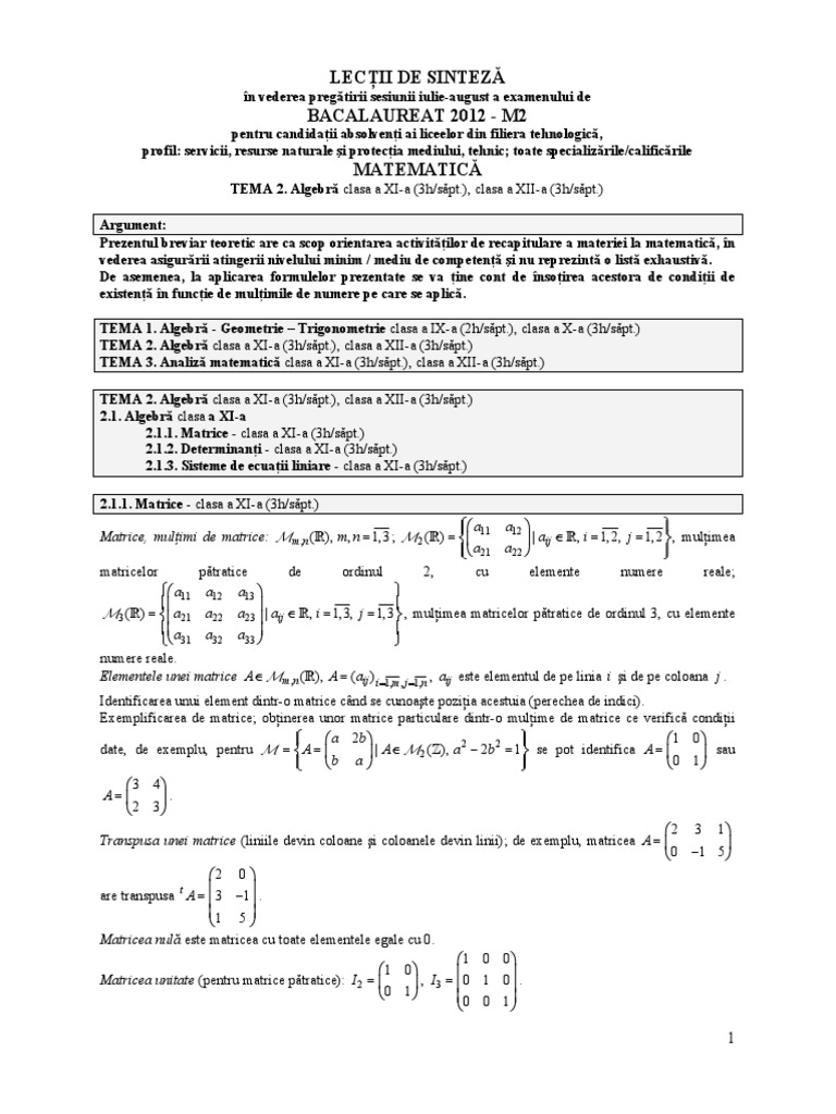 Matematica Tema 2 Bac M2 | PDF