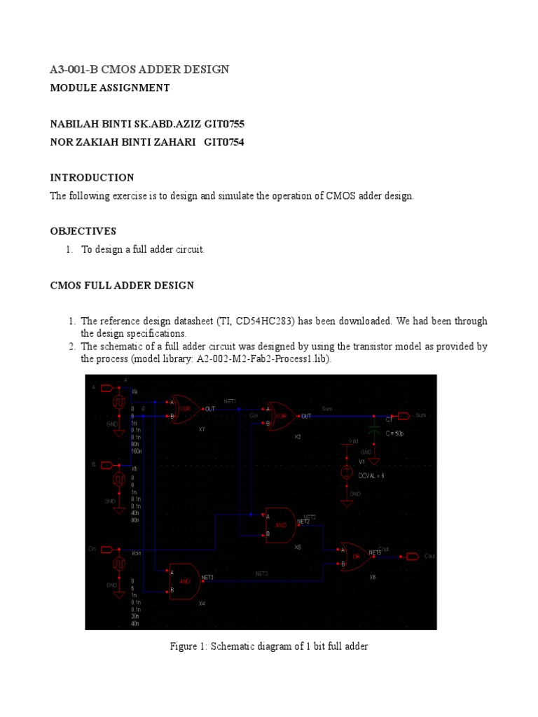 A3-001-B Cmos Adder Design: Module Assignment | PDF | Electronic Design ...