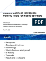 Model of Business Intelligence Maturity Levels For Mobile Operators