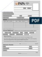 PAPA Admission Form