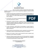 Declaración Pública Hospital Punta Arenas