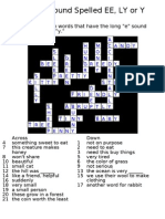 Crossword Long E Sound Spelled EE LY or Y Answer Key