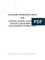 Standard Tender Document For Letting, Leasing, Licensing, Tenancy, Franchise and Management Contracting