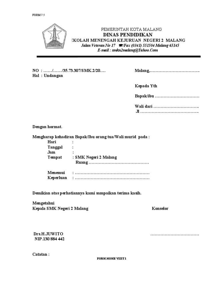 Contoh Laporan Home Visit Smp Nusagates