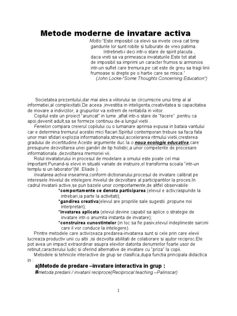 Metode Moderne de Invatare Activa | PDF