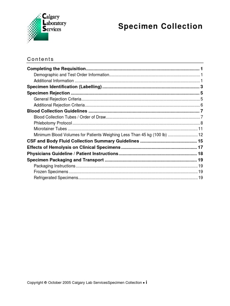 Specimen Collection PDF Cytopathology Patient