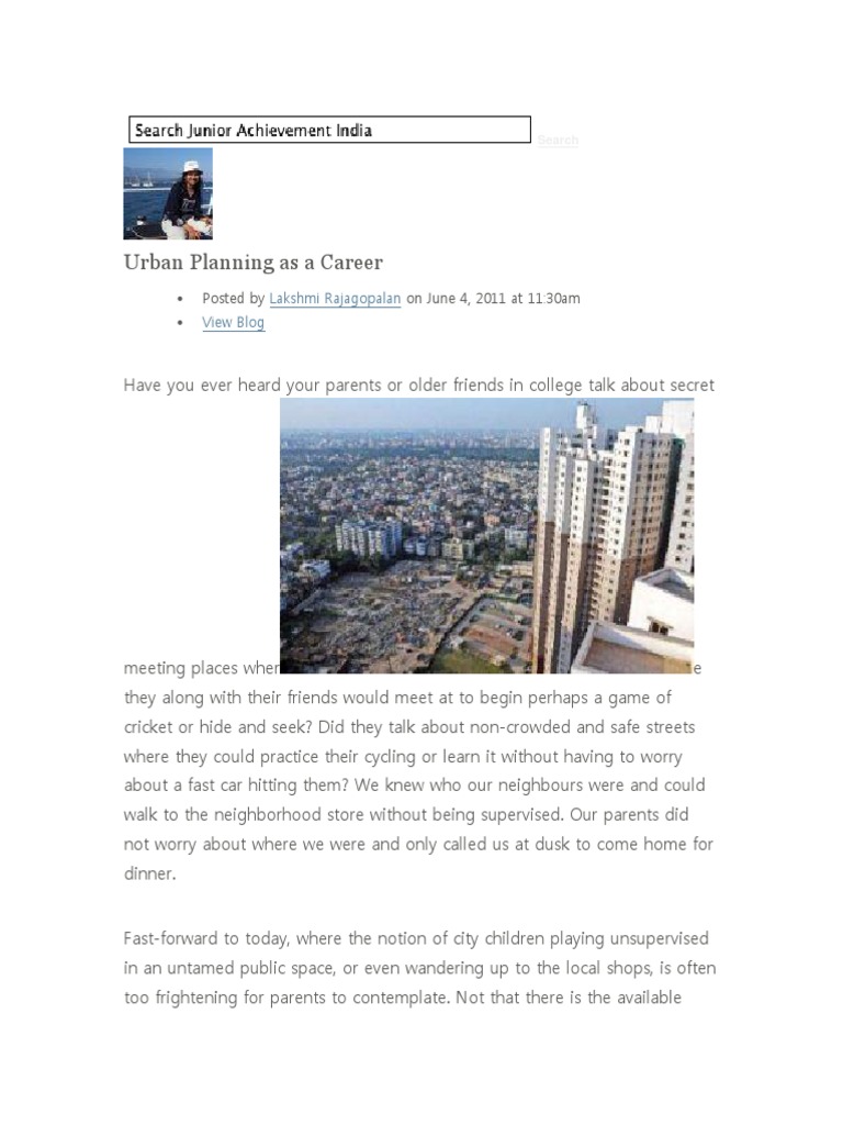 Urban Planning As A Career: Posted by On June 4, 2011 at 11:30am | PDF