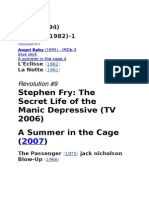 Stephen Fry: The Secret Life of The Manic Depressive (TV 2006) A Summer in The Cage