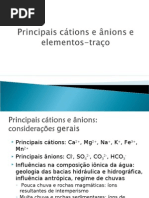 limnologia cátions e ânions