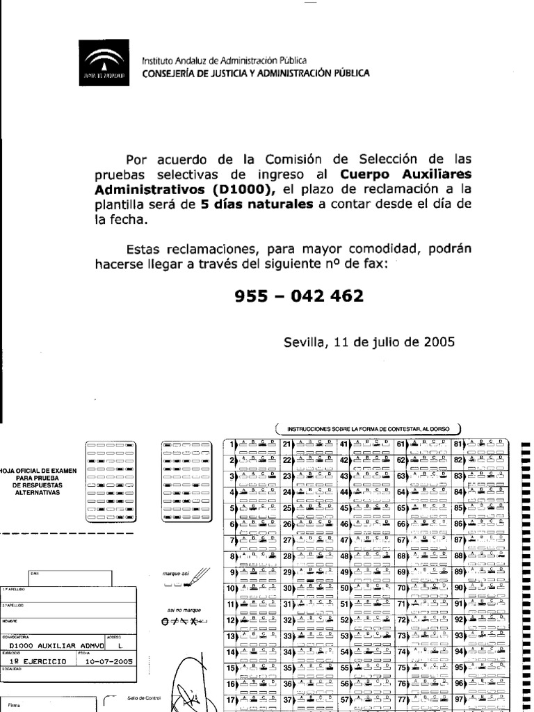 Examen Auxiliar Administrativo Junta Andalucia Respuestas PDF
