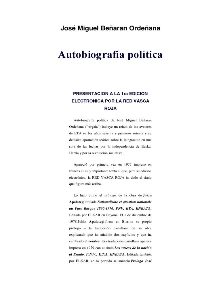 Autobiografía política de Argala | PDF