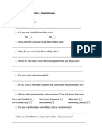 Questionnaire For Documentary