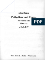 Max Reger Preludios y Fugas para Violin Solo Op. 117, No. 1 Al 4 (Score-Partitura-Sheet Music)
