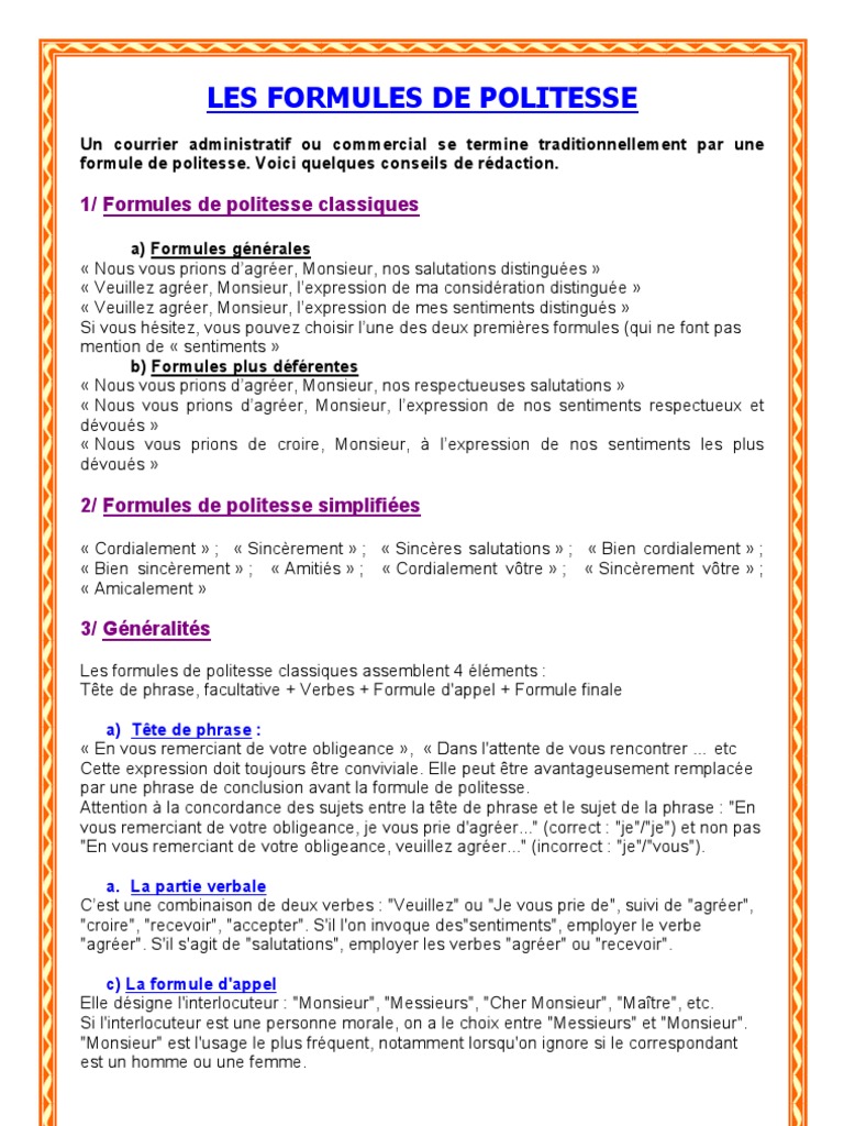 Formule Politesse