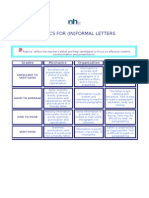 Rubrics For Informal Letters