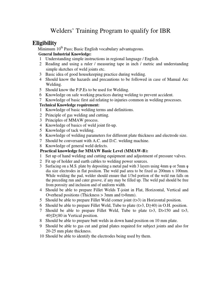 IBR Qualification PDF Welding Construction