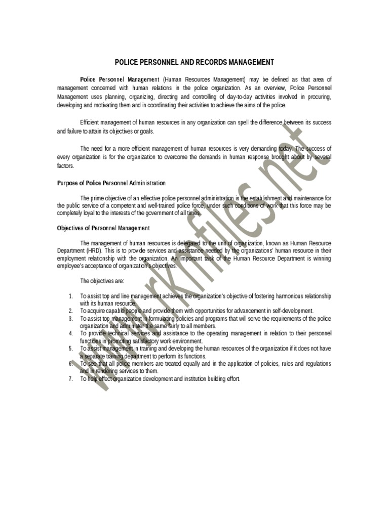Police Personnel Management Overview | PDF | Business | Finance & Money ...