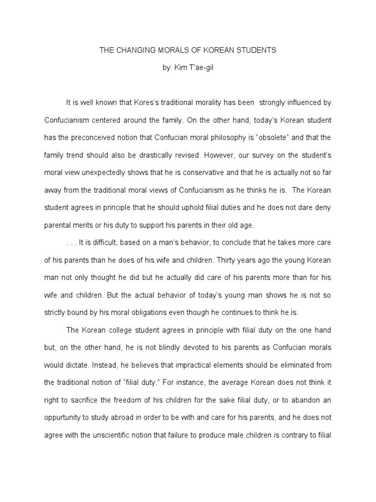 Essay on morals