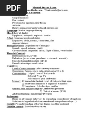 mental status exam