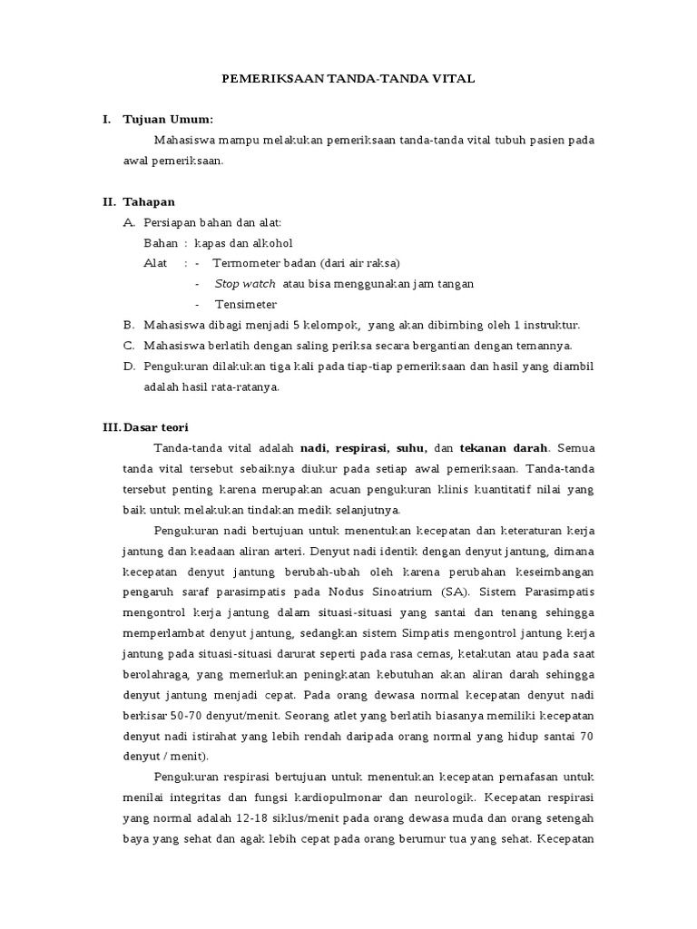 Pemeriksaan Tanda Tanda Vital