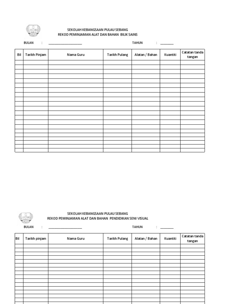 Rekod Penggunaan | PDF