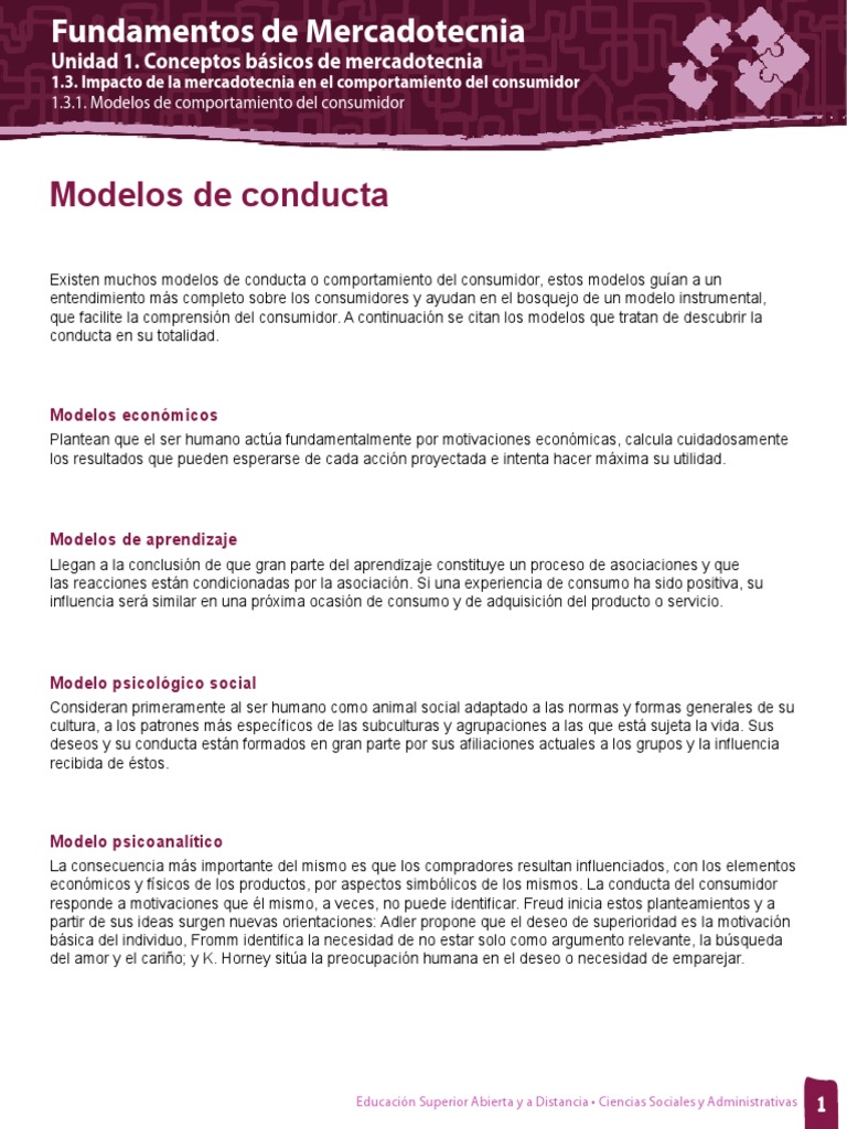 Modelos de Conducta | PDF | Comportamiento | Comportamiento del consumidor