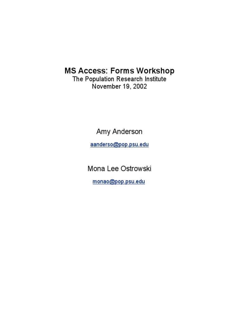 MS Access Forms Workshop Guide | PDF | Button (Computing) | Microsoft ...
