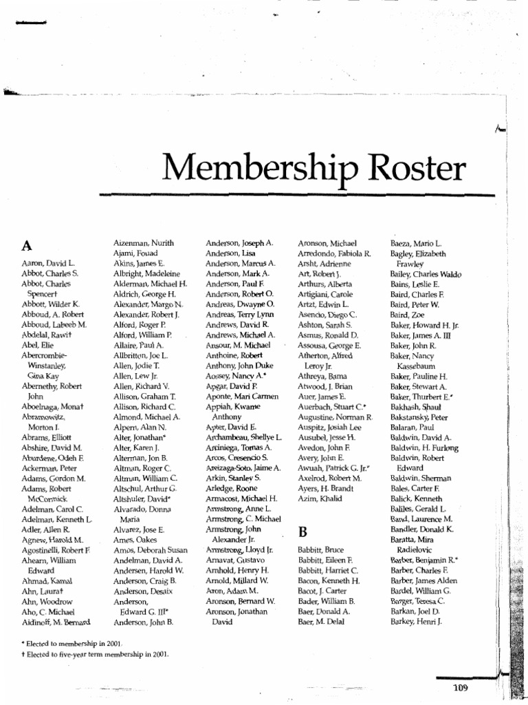 Membership Roster List | PDF