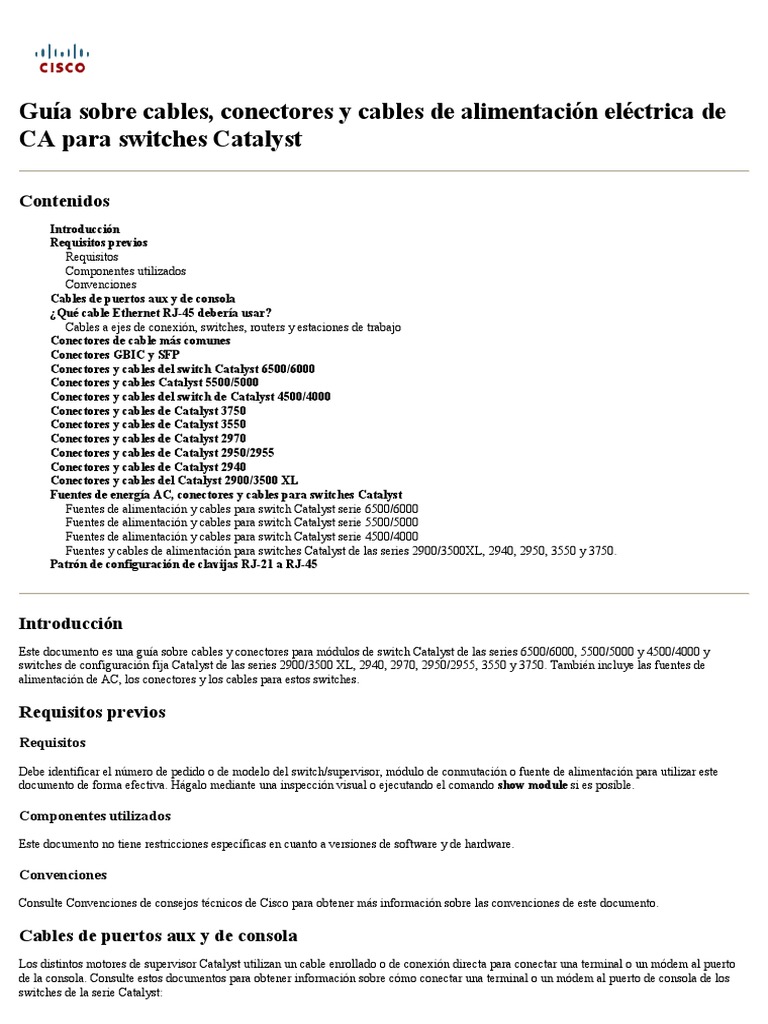 Guia Cables Conectores Switch | PDF | Ethernet | Protocolos de capa física