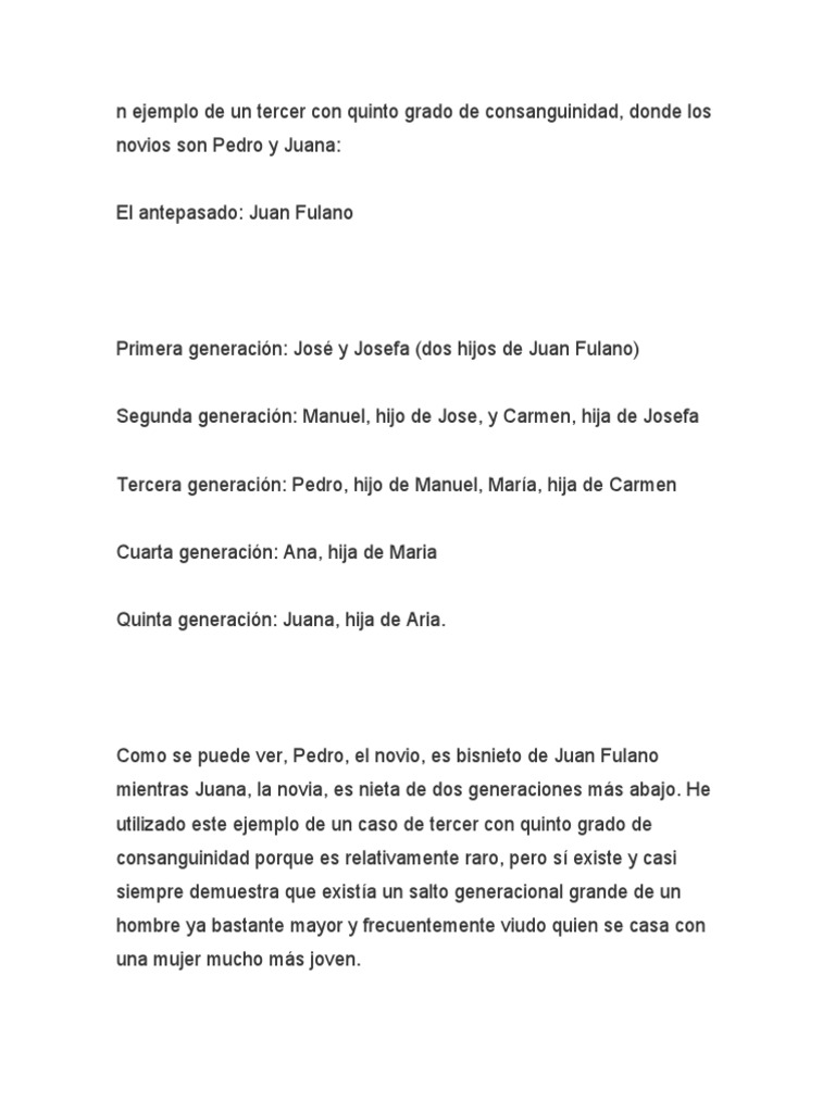 N Ejemplo de Un Tercer Con Quinto Grado de Consanguinidad PDF
