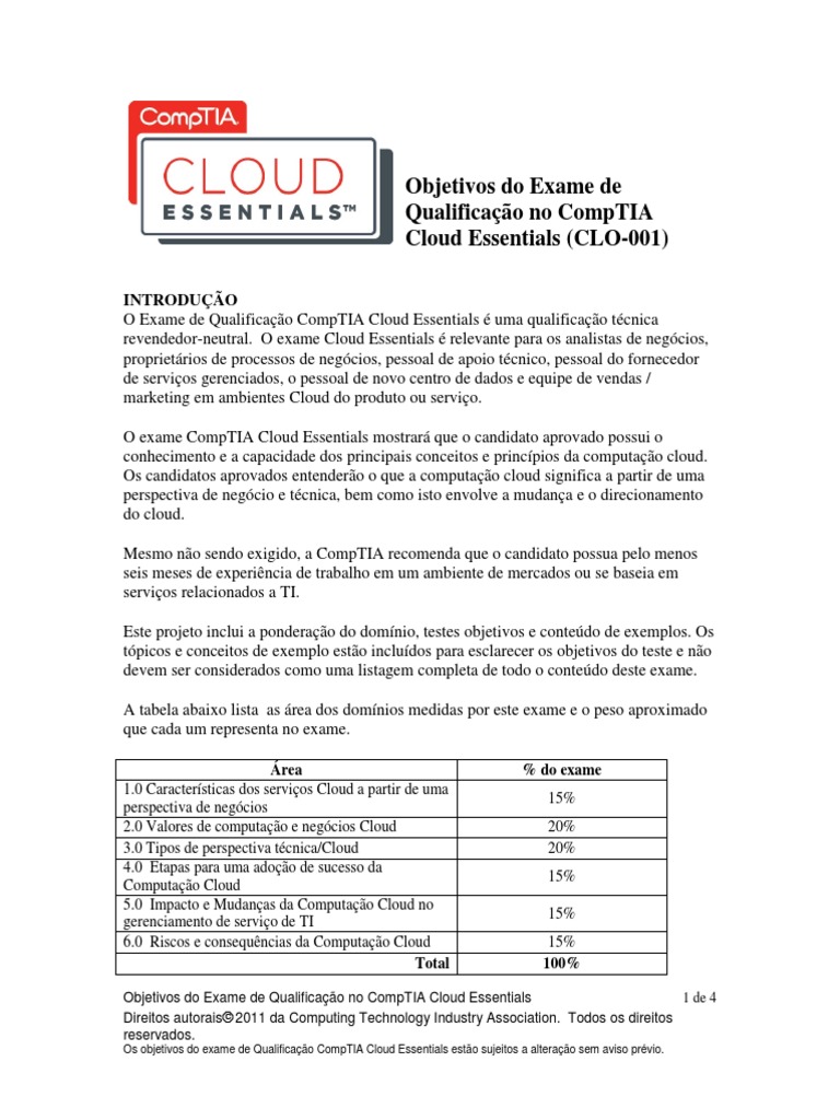 CompTIA Cloud Essentials CLO-001 Objectives PTB | PDF | Itil ...