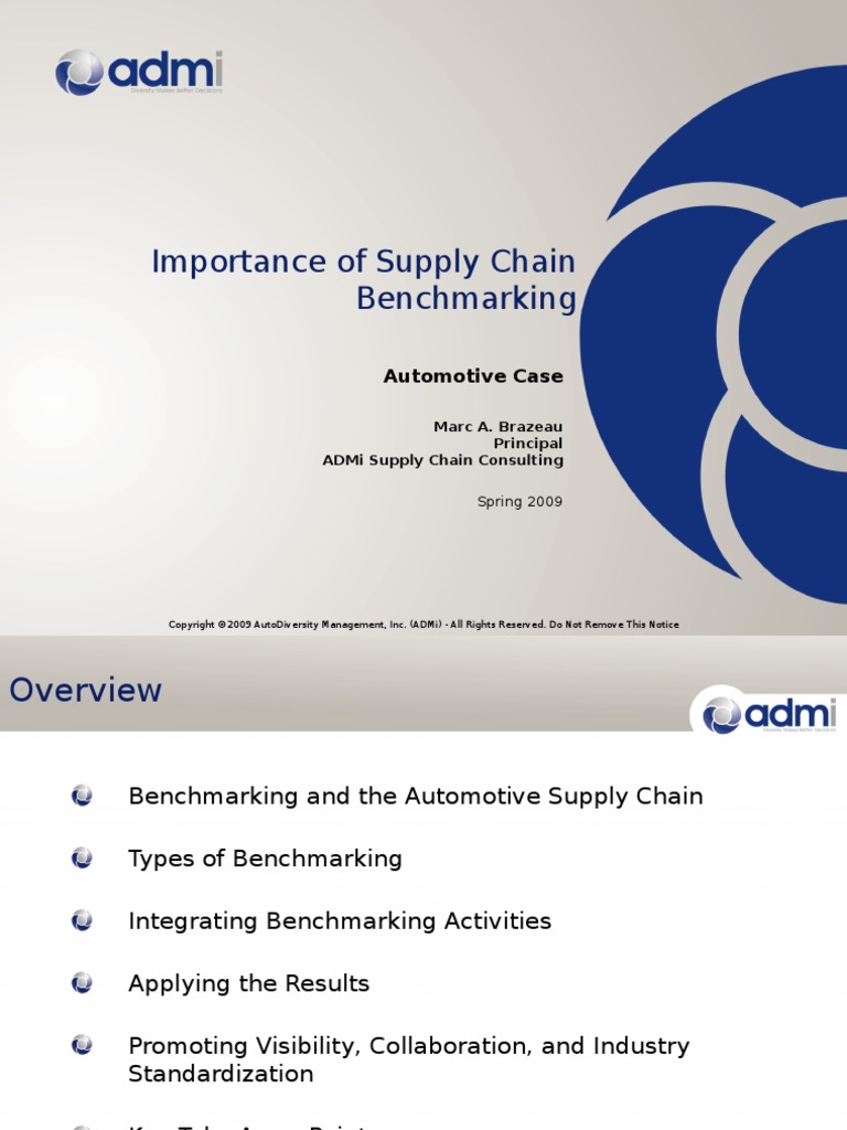 The Importance of Supply Chain Benchmarking Supply Chain Benchmarking