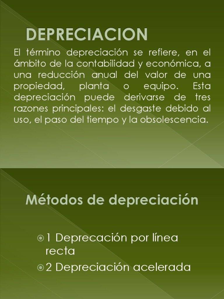 Métodos de Depreciación en Contabilidad | PDF | Depreciación | Economias