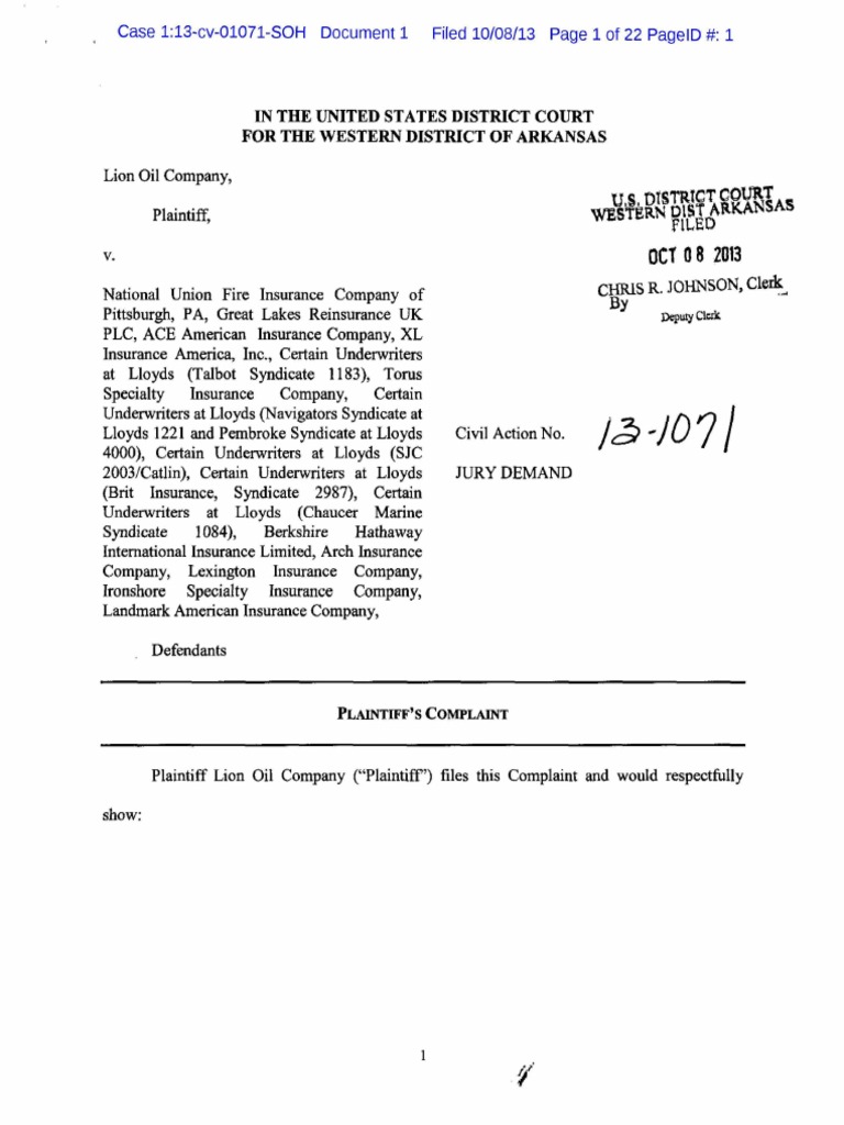 LION OIL COMPANY v. NATIONAL UNION FIRE INSURANCE COMPANY