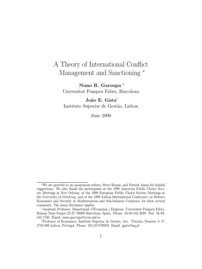 A Theory of International Conflict | PDF | Punishments | Public ...