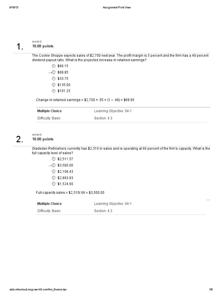 Hw 2 Solutions Pdf Retained Earnings Dividend