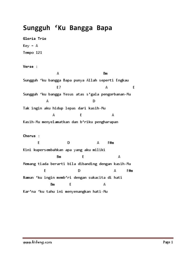 Sungguh Ku Bannga Bapa Chords E