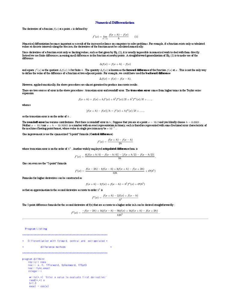 Understanding Numerical Differentiation | PDF | Finite Difference ...