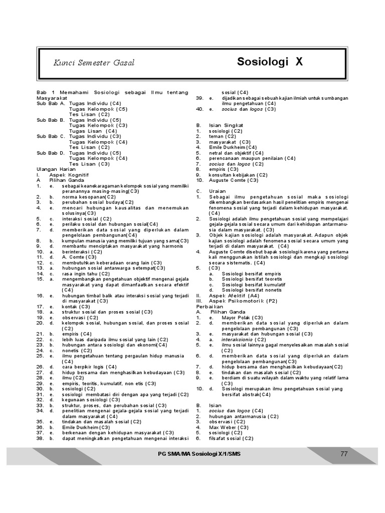 Kunci Jawaban Lks Ekcellent Sosiologi Kelas X Pdf