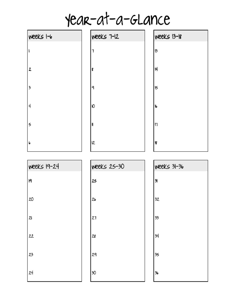 Year at a Glance Planning Form
