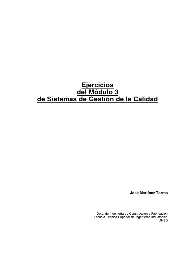 Ejercicios de Calidad ISO 9001 Módulo 3 | PDF | Gestión de la calidad ...