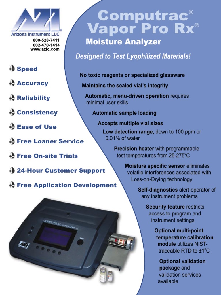 Computrac Vapor Pro RX BrochureRev A PDF Standard Deviation