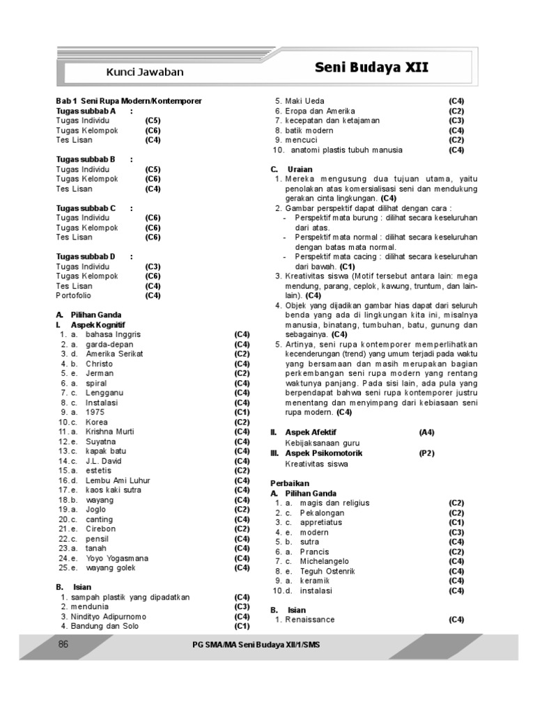 Kunci Jawaban Lks Ekcellent Sbk Kelas Xii Pdf