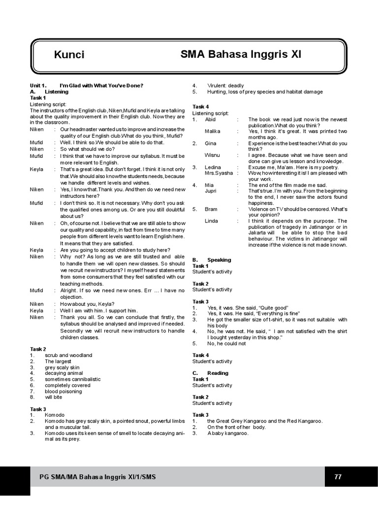 Get Kunci Jawaban Buku Bahasa Inggris Kelas 11 Kurikulum 2013 PNG