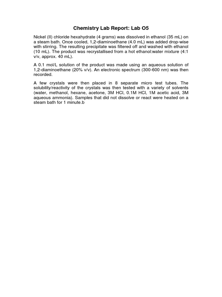 Chemistry Lab Report: Lab O5 | PDF