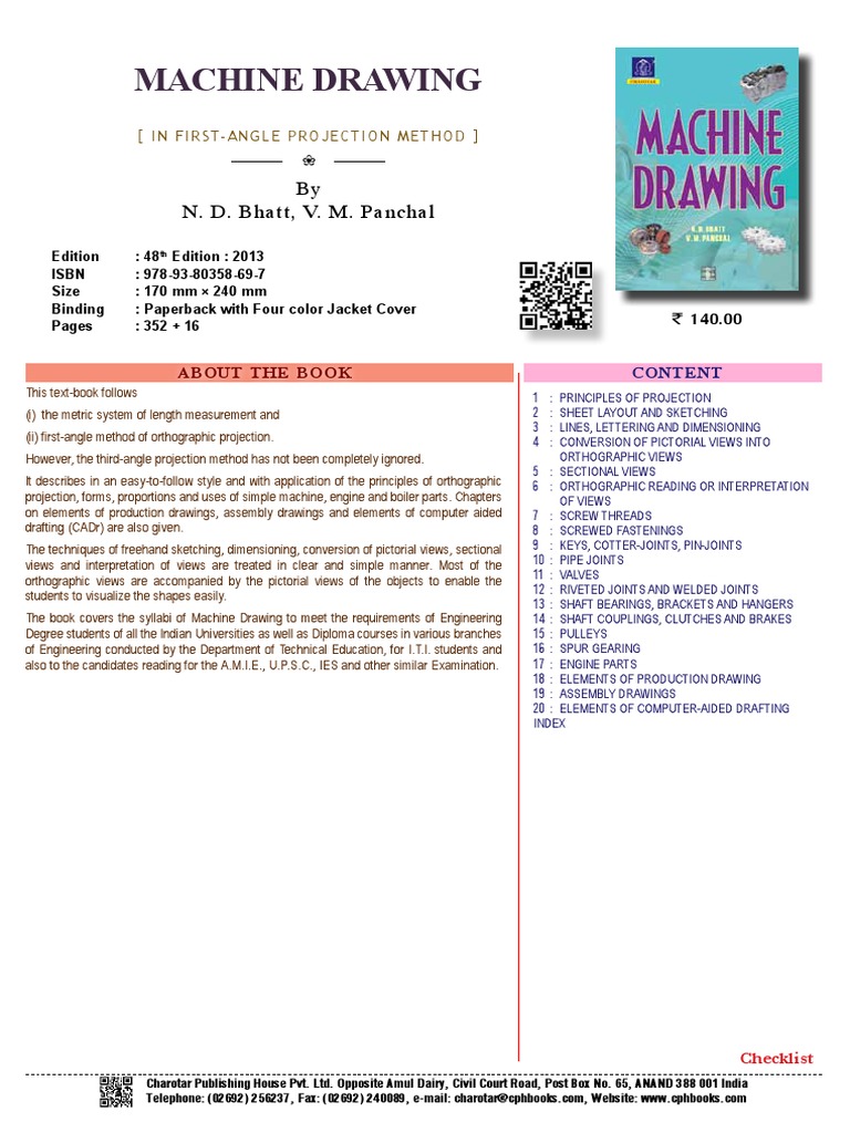 Machine Drawing Book Intro By ND Bhatt | Screw | Gear