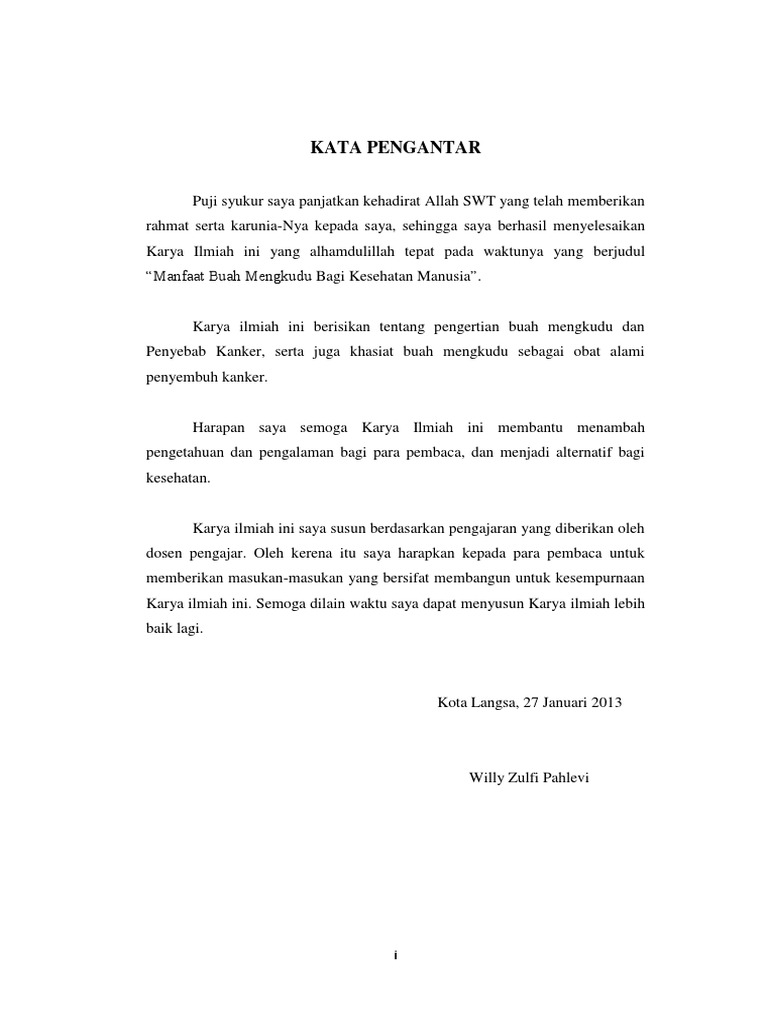 Kata Pengantar Dan Daftar Isi Jurnal Ilmiah | PDF