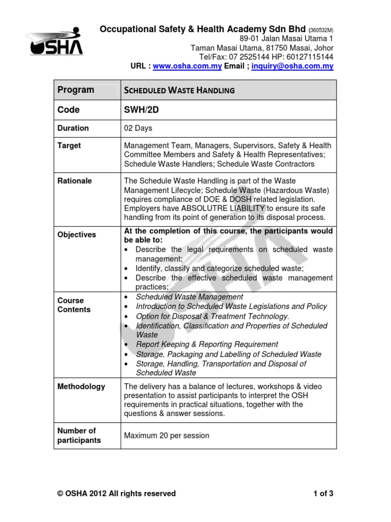 Schedule Waste Handling | Waste Management | Hazardous Waste