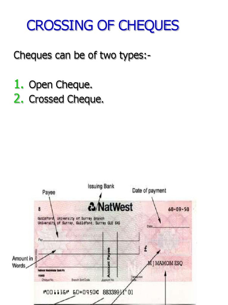Crossing of Cheques Cheque Payments